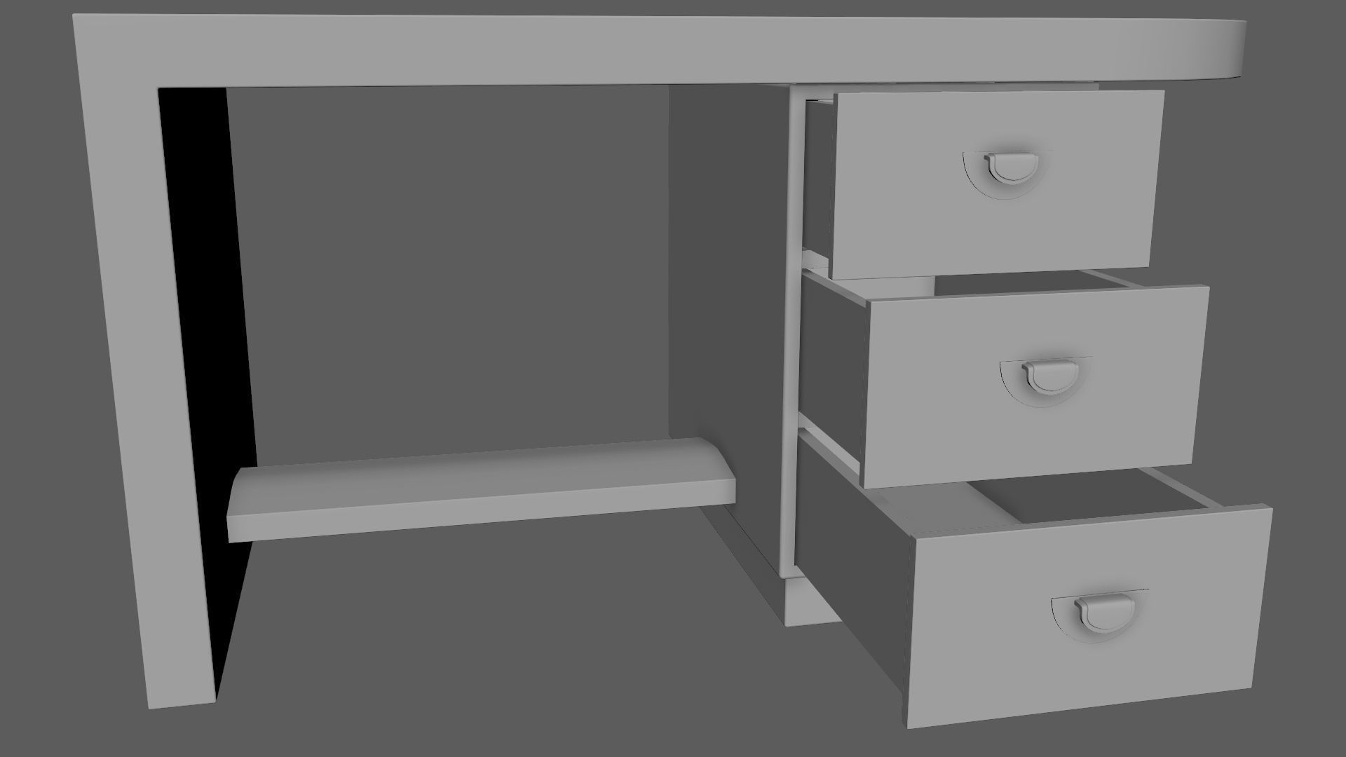 Art Deco Coromandel and Walnut Desk 1930s Low-poly 3D model_10