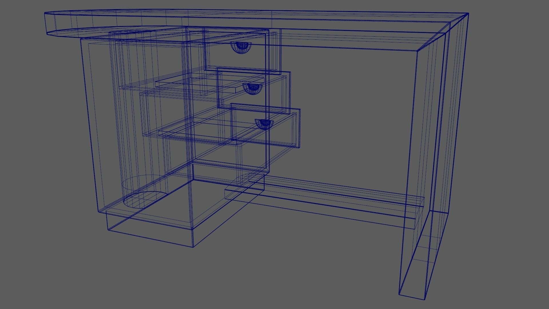 Art Deco Coromandel and Walnut Desk 1930s Low-poly 3D model_32