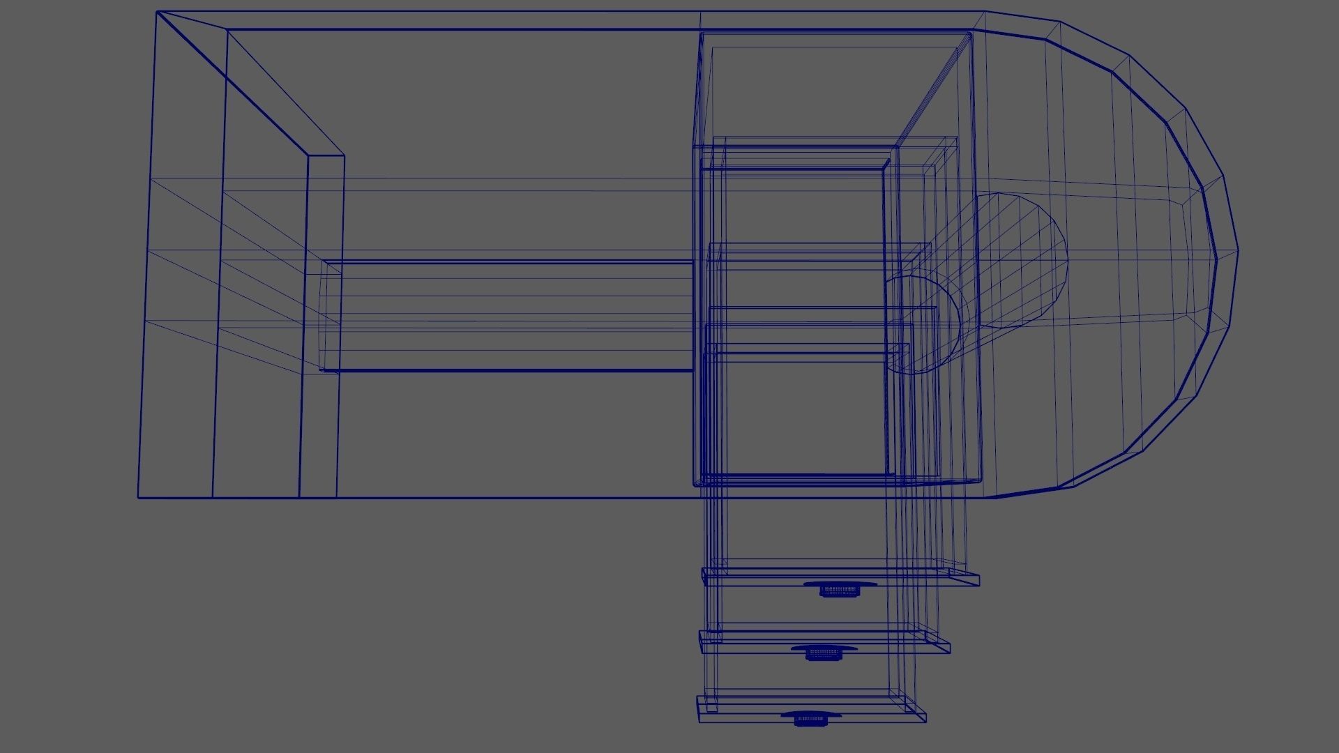Art Deco Coromandel and Walnut Desk 1930s Low-poly 3D model_16