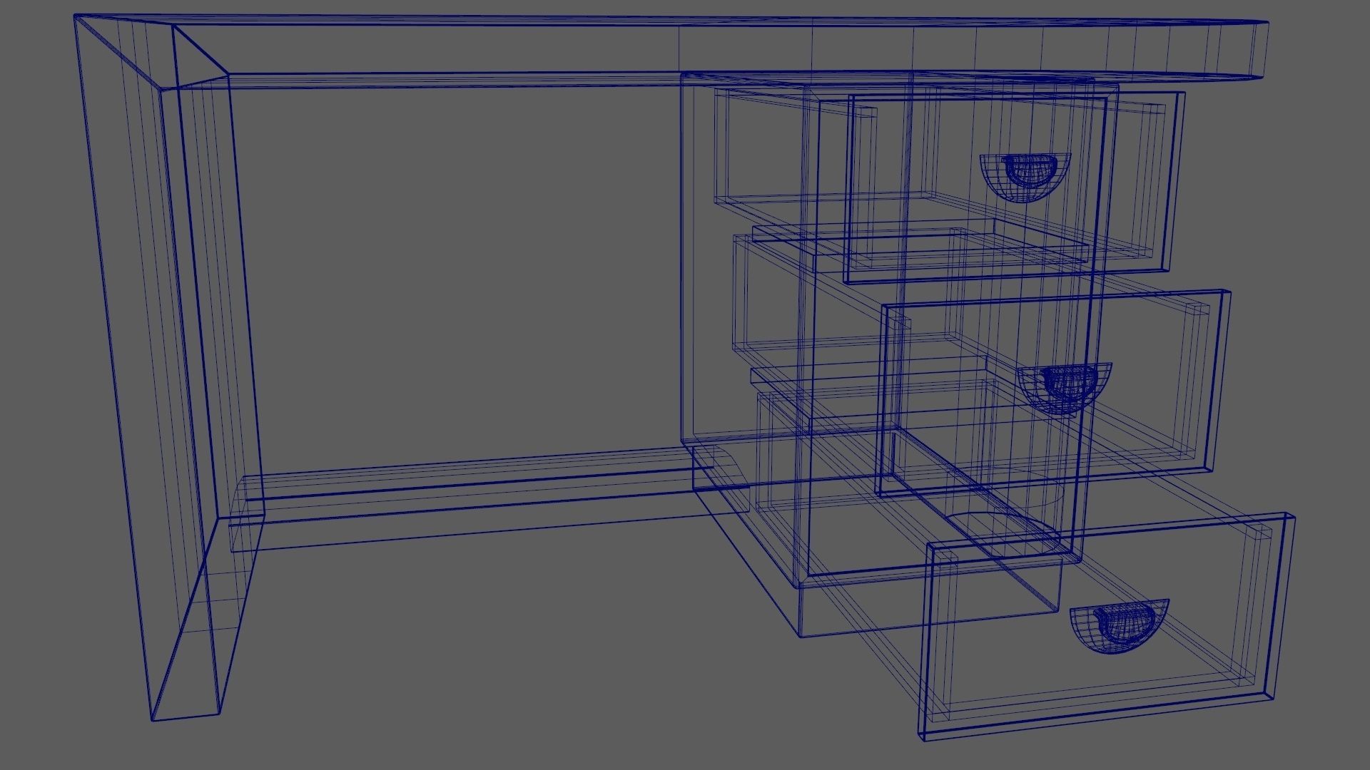 Art Deco Coromandel and Walnut Desk 1930s Low-poly 3D model_20