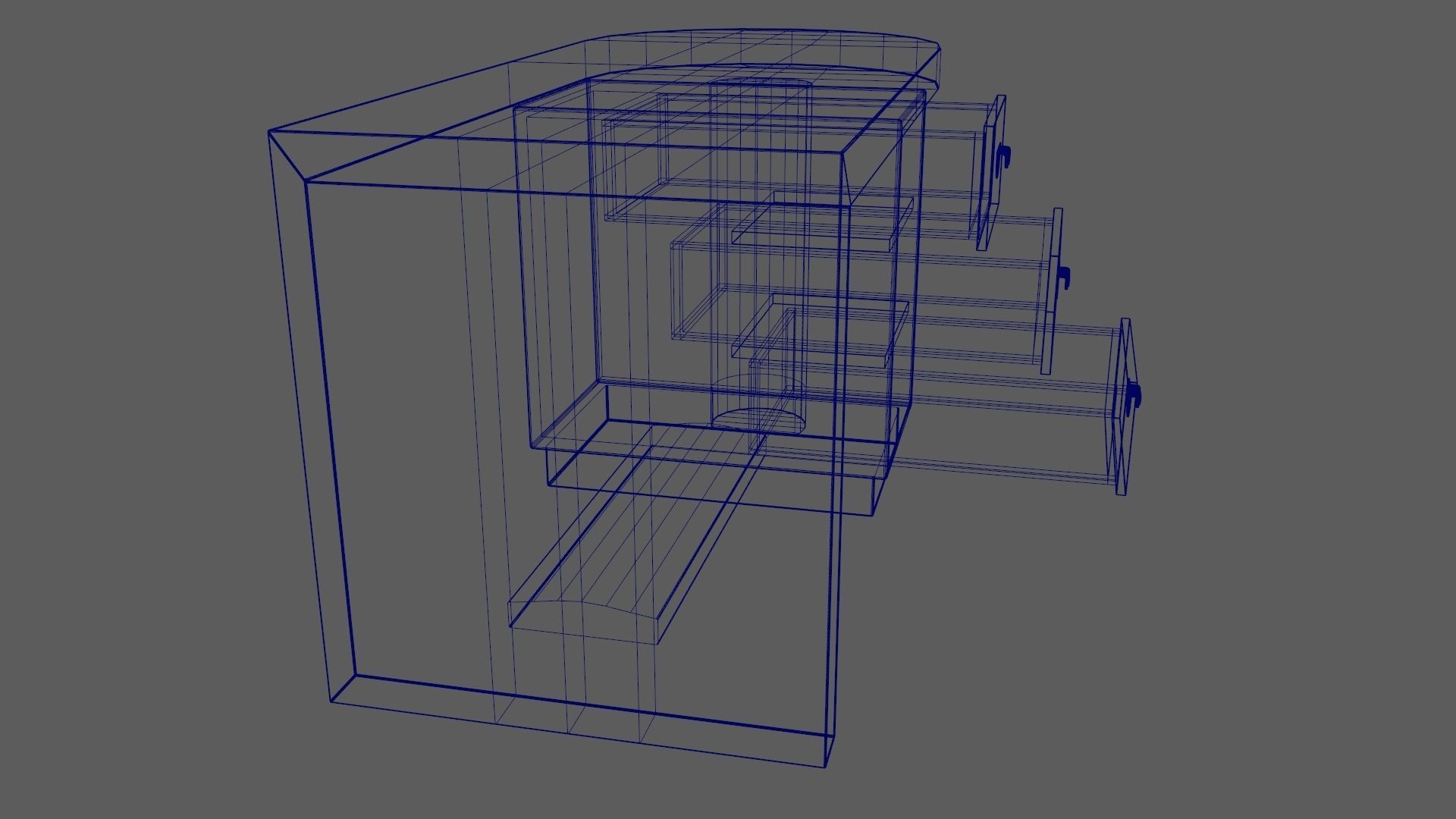 Art Deco Coromandel and Walnut Desk 1930s Low-poly 3D model_26