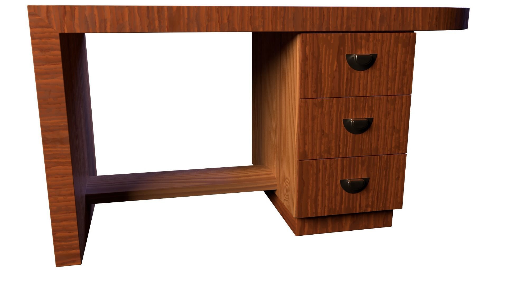 Art Deco Coromandel and Walnut Desk 1930s Low-poly 3D model_1