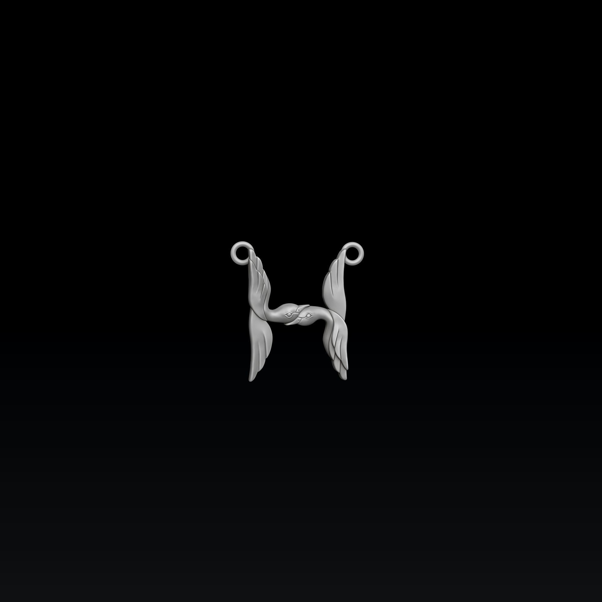 Bird Letter H Pendant 3D print model_3