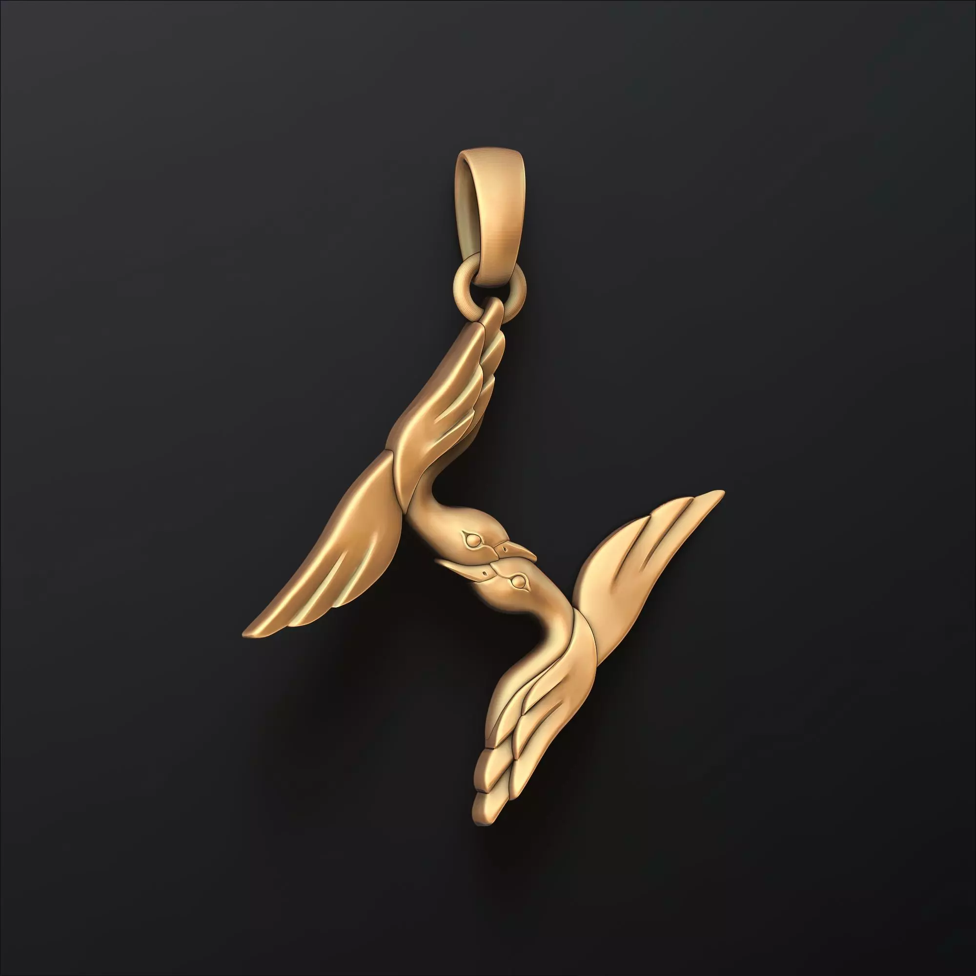 Bird Letter H Pendant 3D print model_0