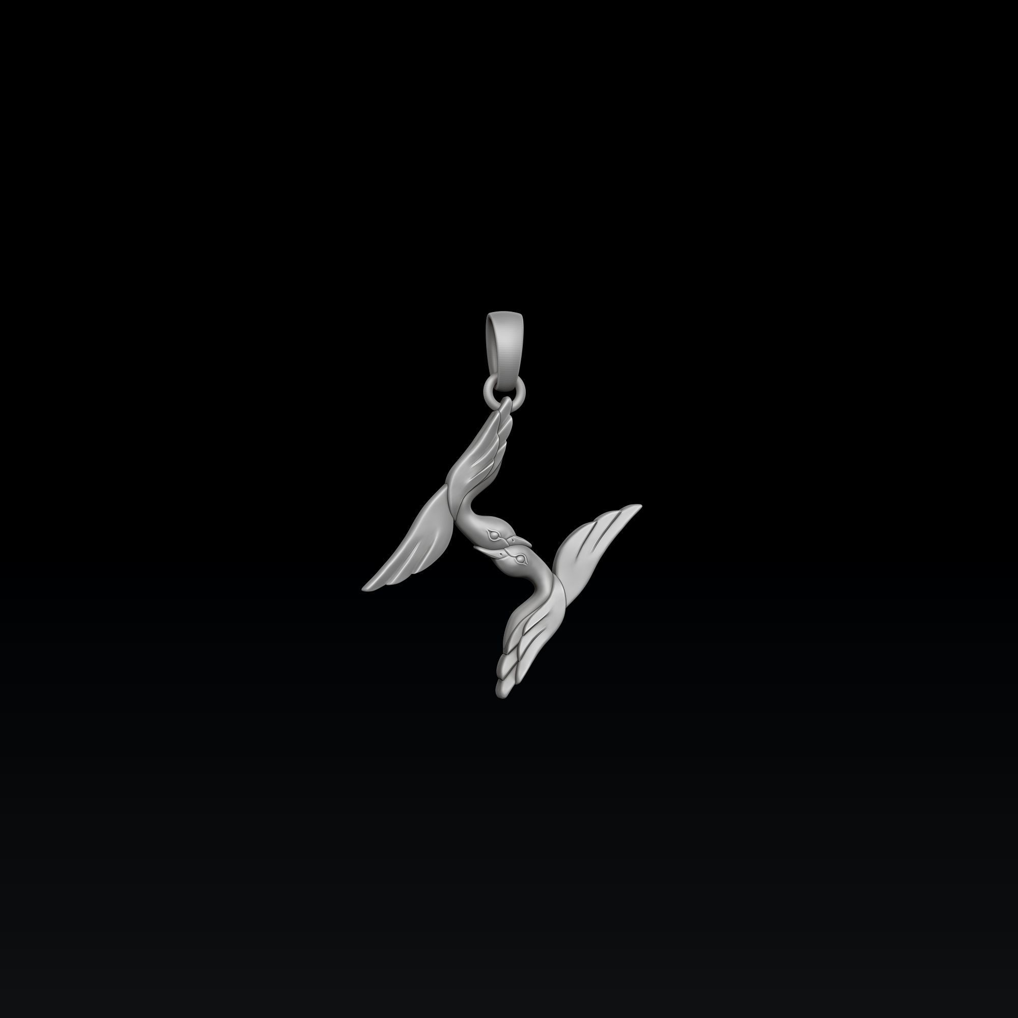 Bird Letter H Pendant 3D print model_1