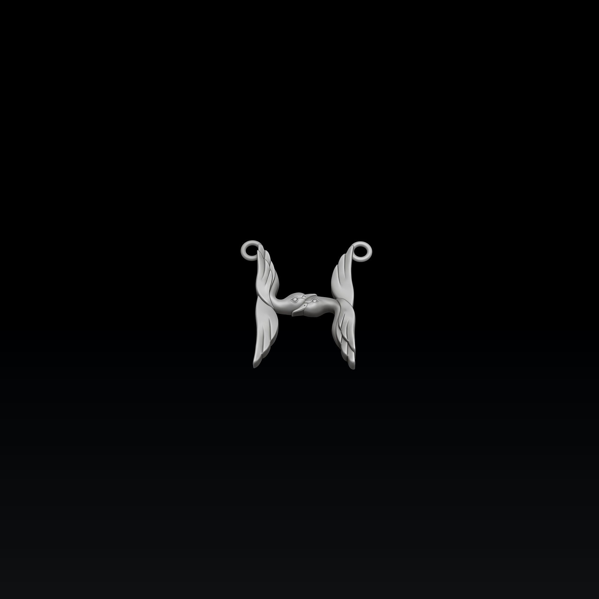 Bird Letter H Pendant 3D print model_6