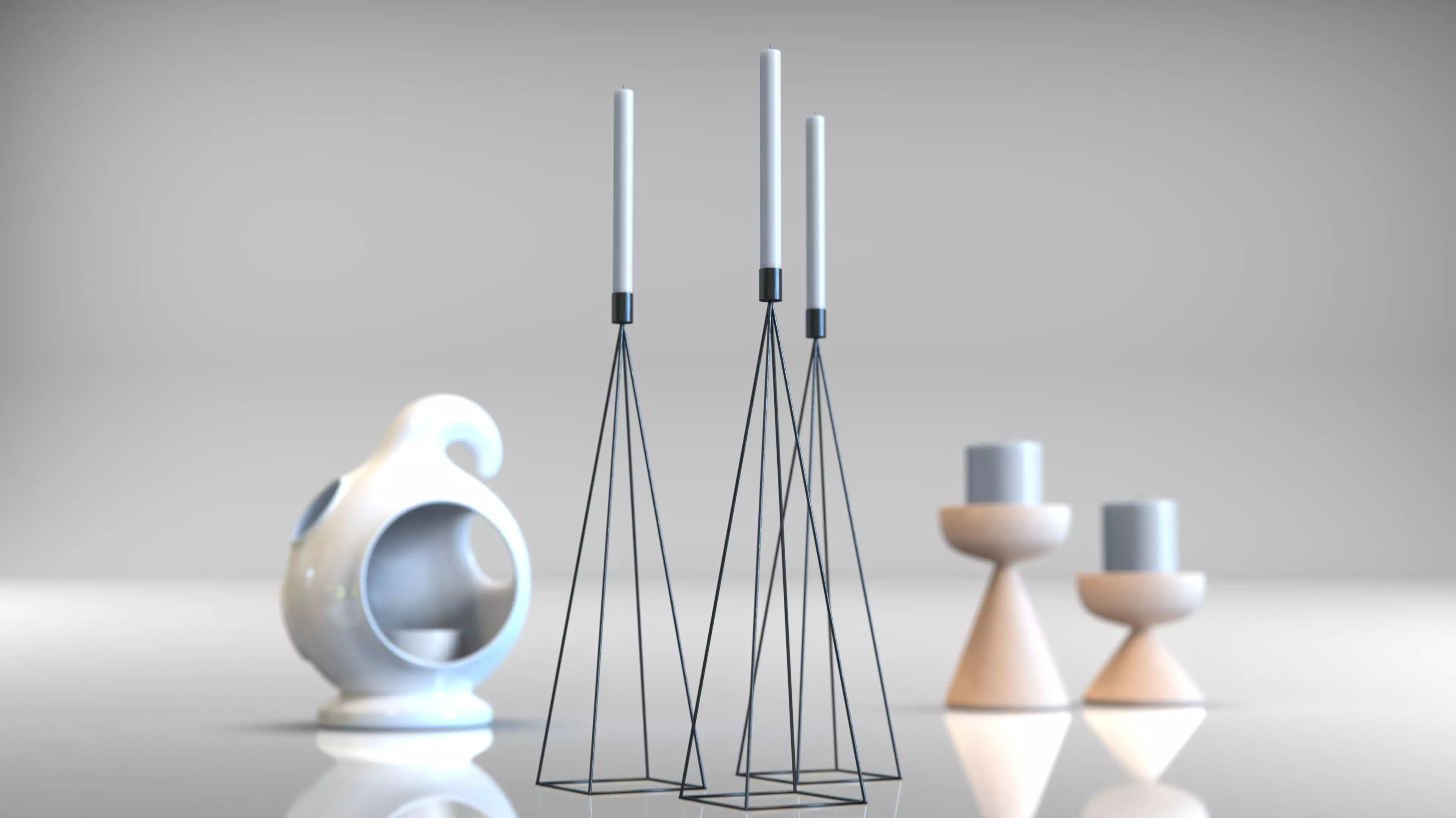 Candle Holders set - Candle Sticks - Decoration - 15 pcs 3D model