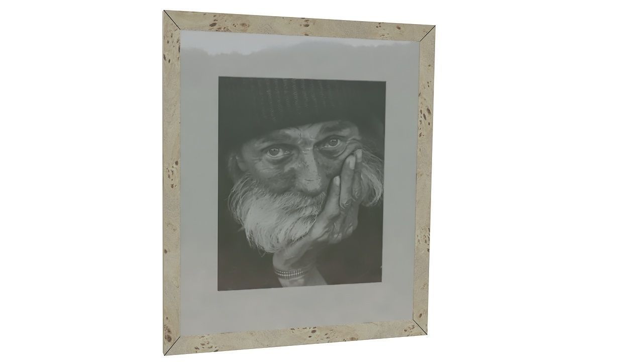 Painting 3 old man with beard in frame 3D model_2