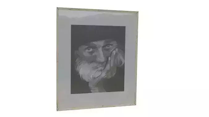 Painting 3 old man with beard in frame 3D model