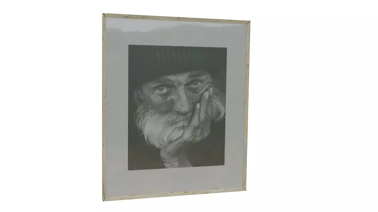 Painting 3 old man with beard in frame 3D model_0