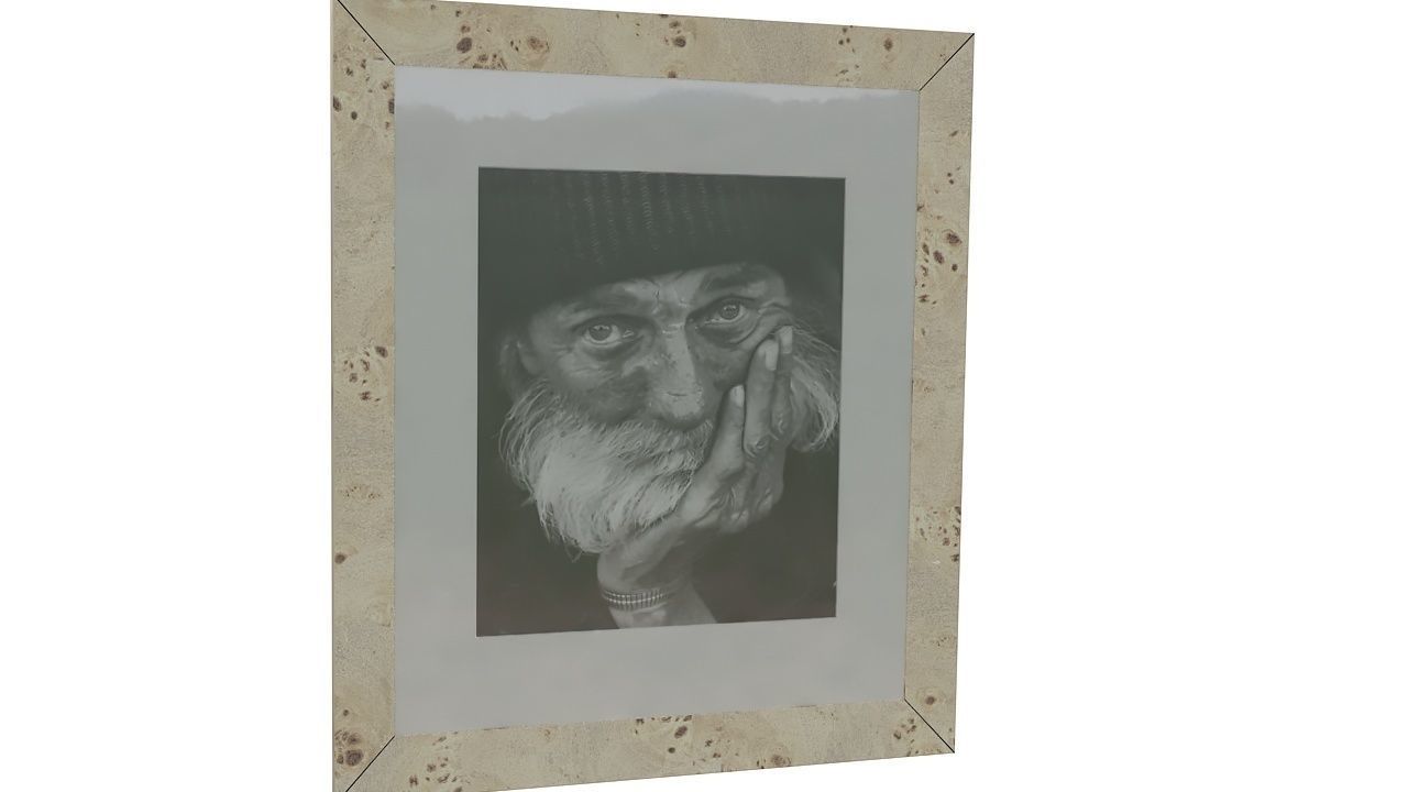 Painting 3 old man with beard in frame 3D model_4