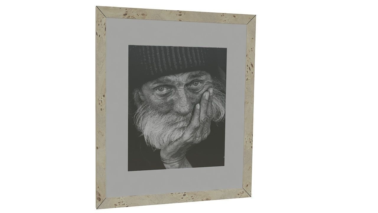 Painting 3 old man with beard in frame 3D model_3