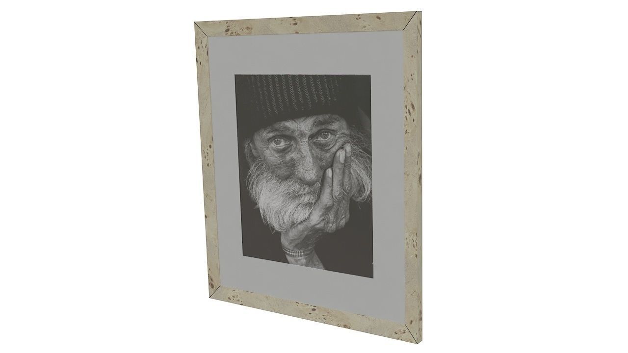 Painting 3 old man with beard in frame 3D model_5