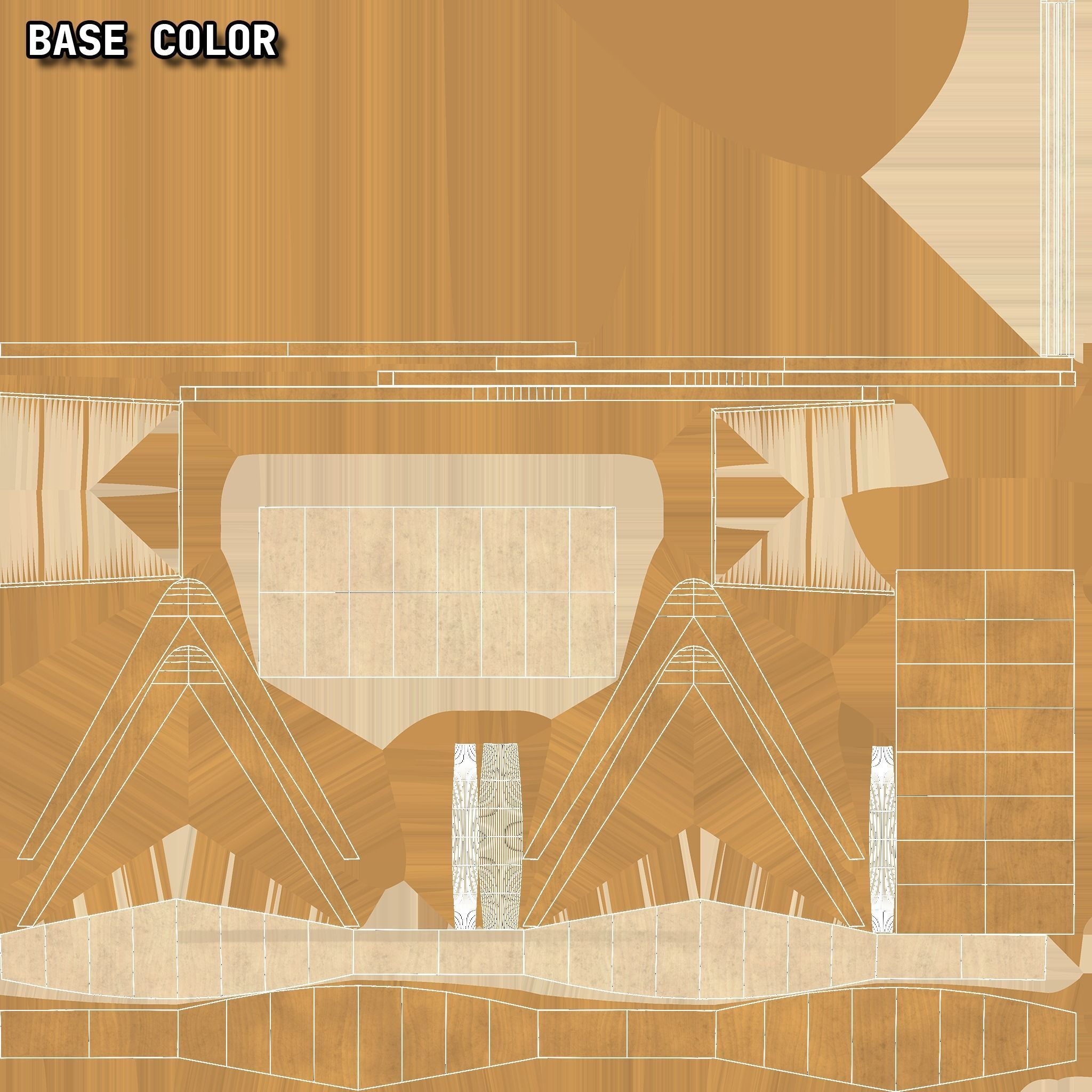 Mid-Century Marquetry Sewing Table Low-poly 3D model_9