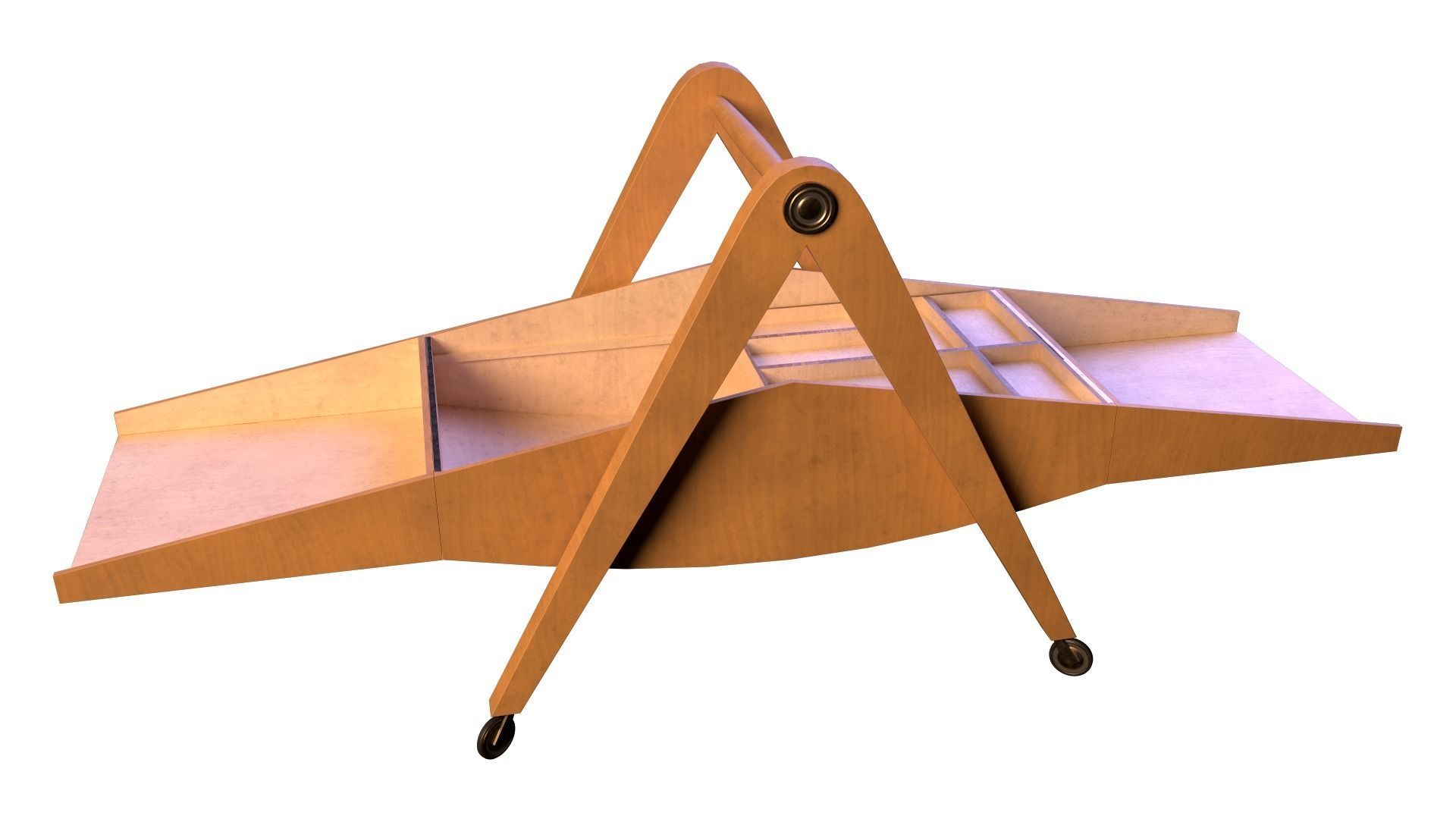 Mid-Century Marquetry Sewing Table Low-poly 3D model_2