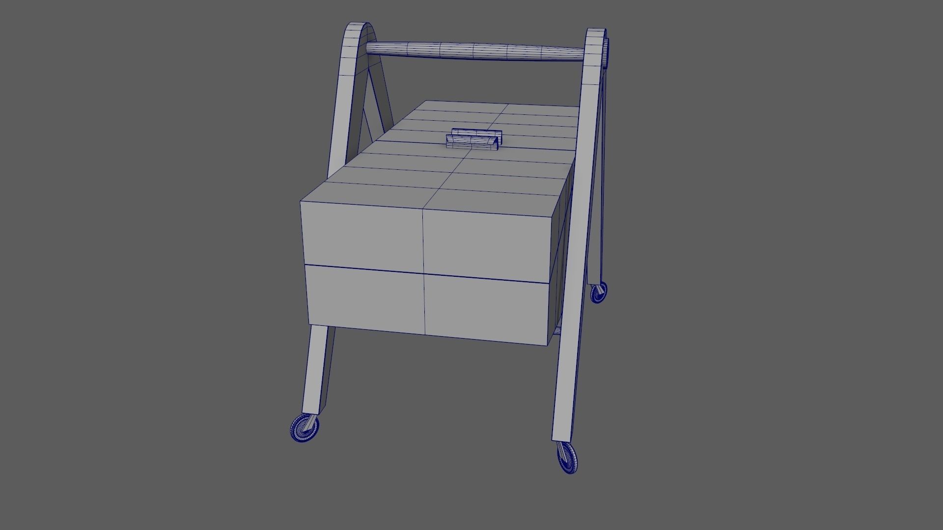 Mid-Century Marquetry Sewing Table Low-poly 3D model_41