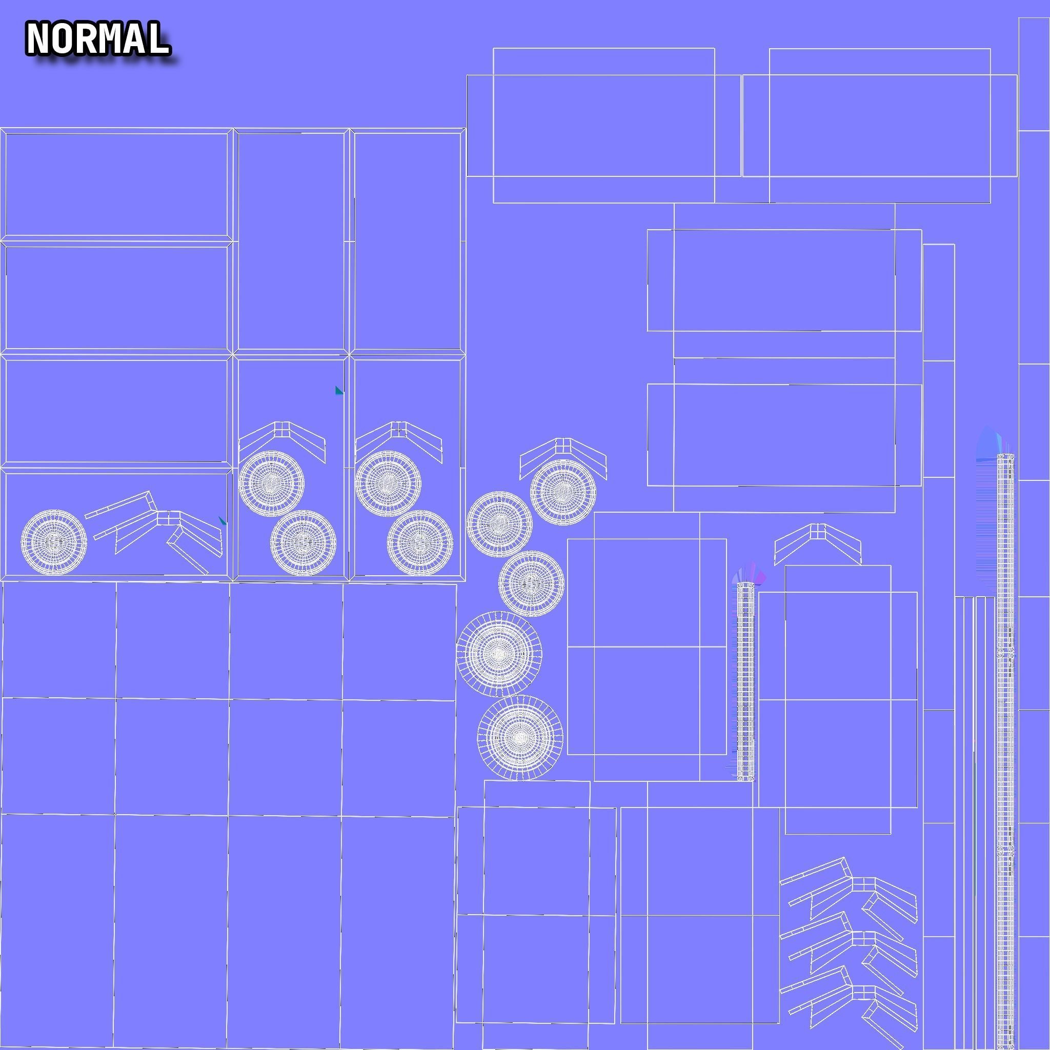 Mid-Century Marquetry Sewing Table Low-poly 3D model_24