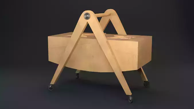 Mid-Century Marquetry Sewing Table Low-poly 3D model