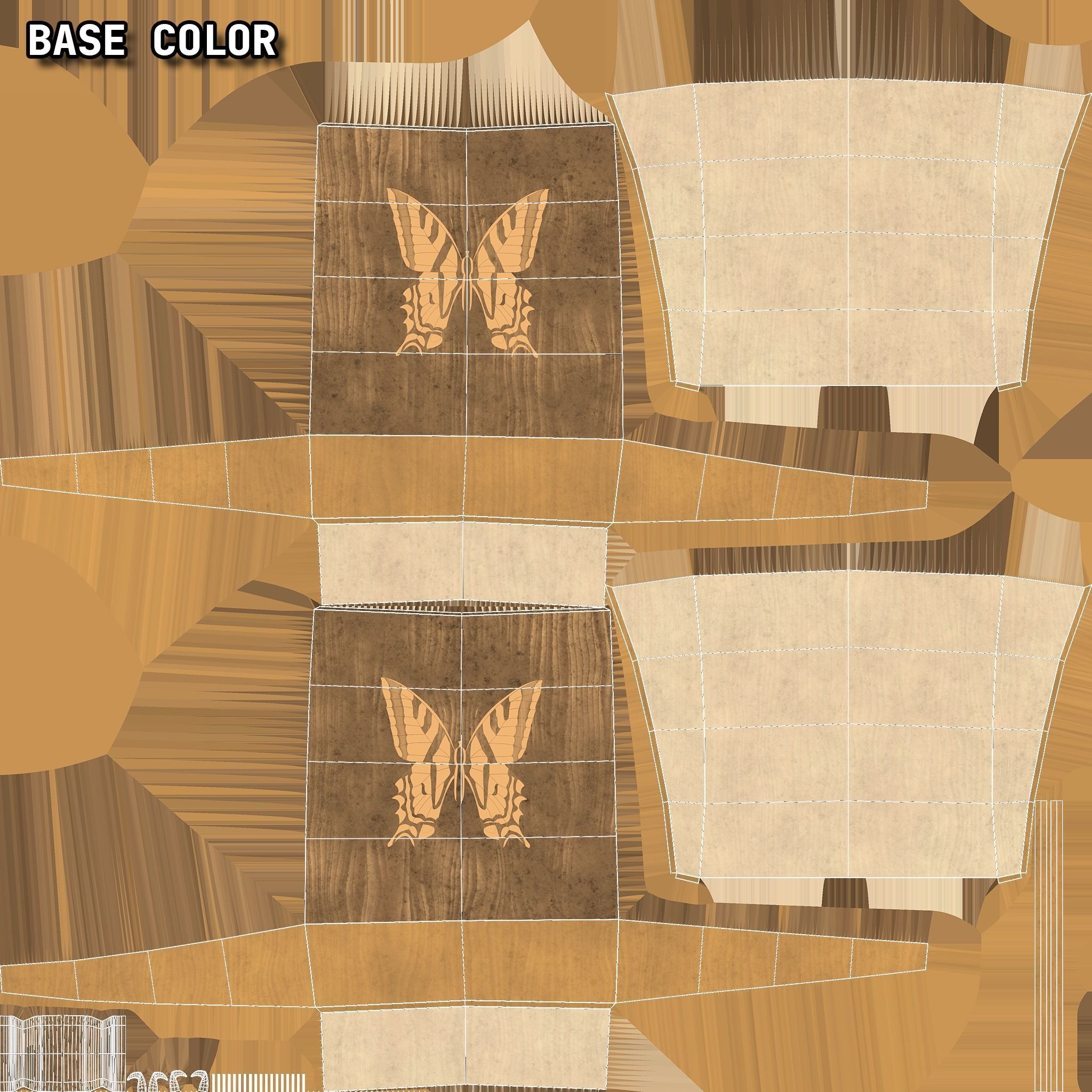 Mid-Century Marquetry Sewing Table Low-poly 3D model_15