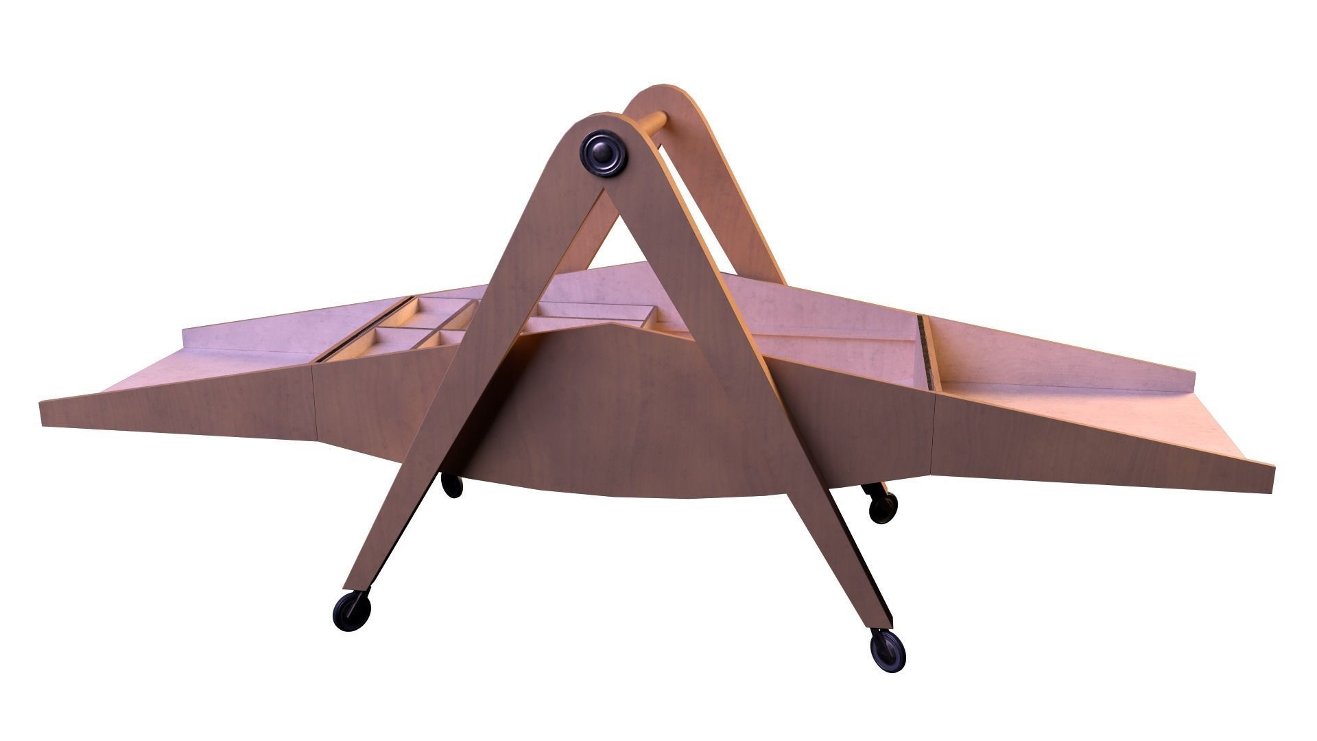 Mid-Century Marquetry Sewing Table Low-poly 3D model_6