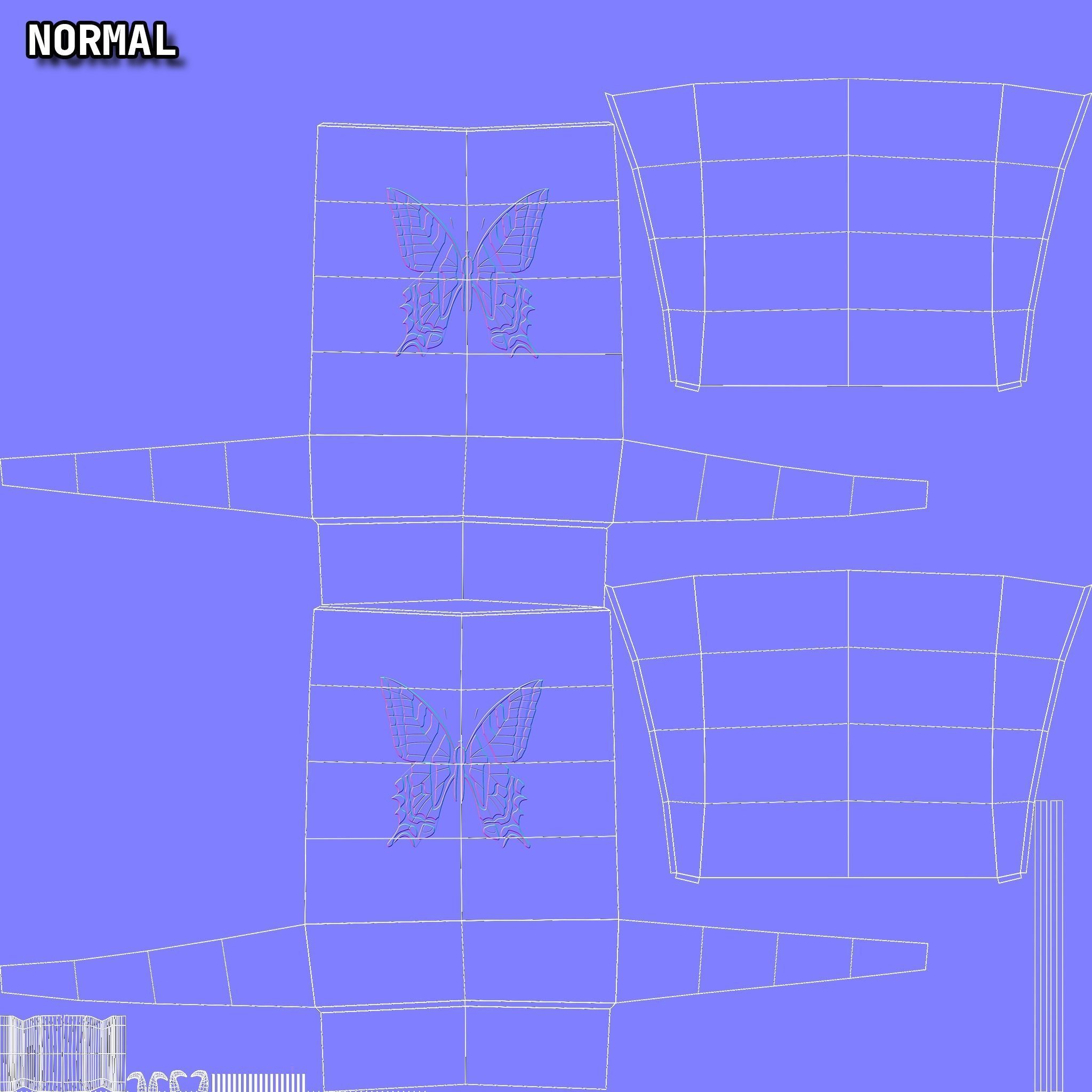 Mid-Century Marquetry Sewing Table Low-poly 3D model_18