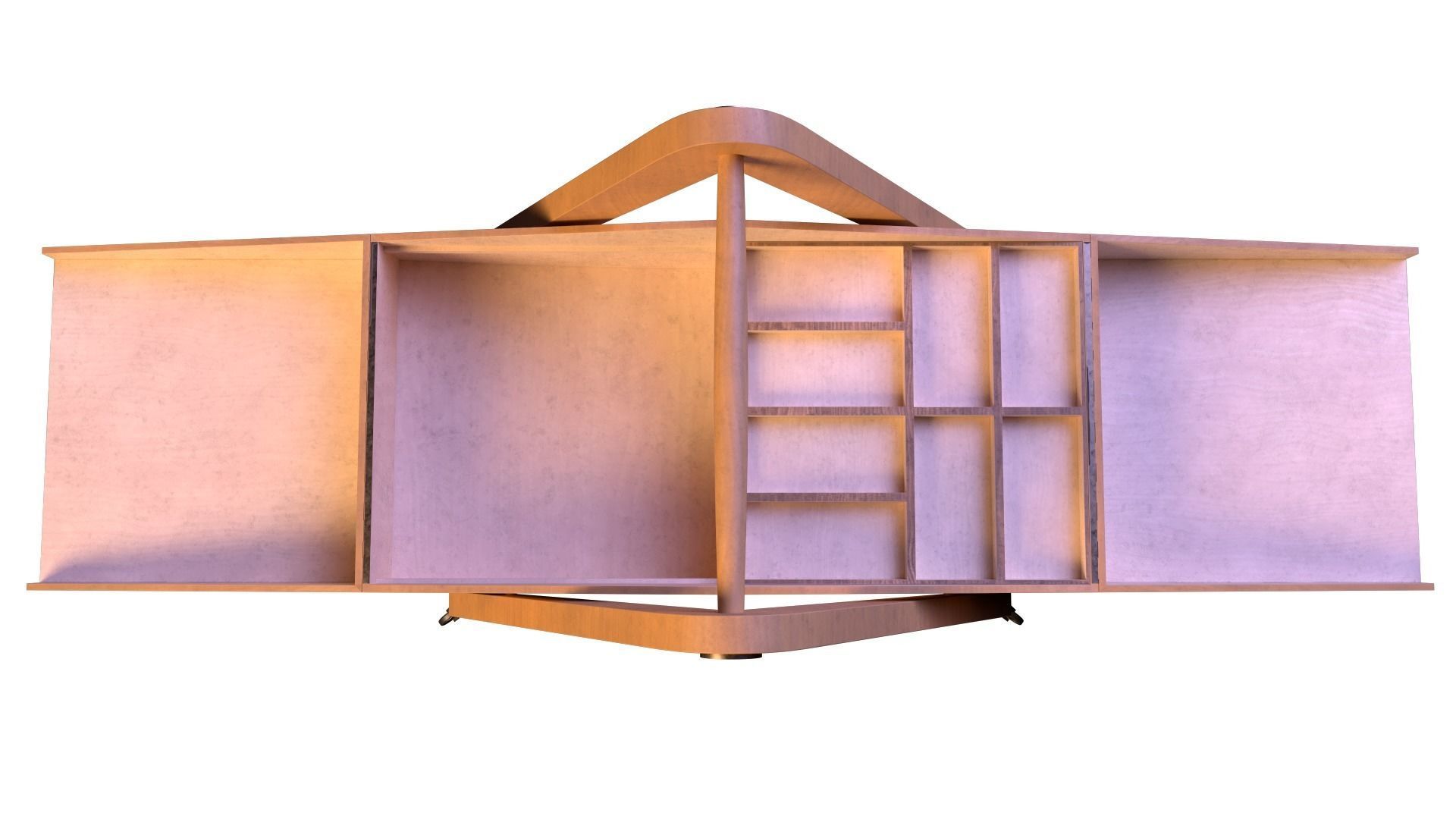 Mid-Century Marquetry Sewing Table Low-poly 3D model_8