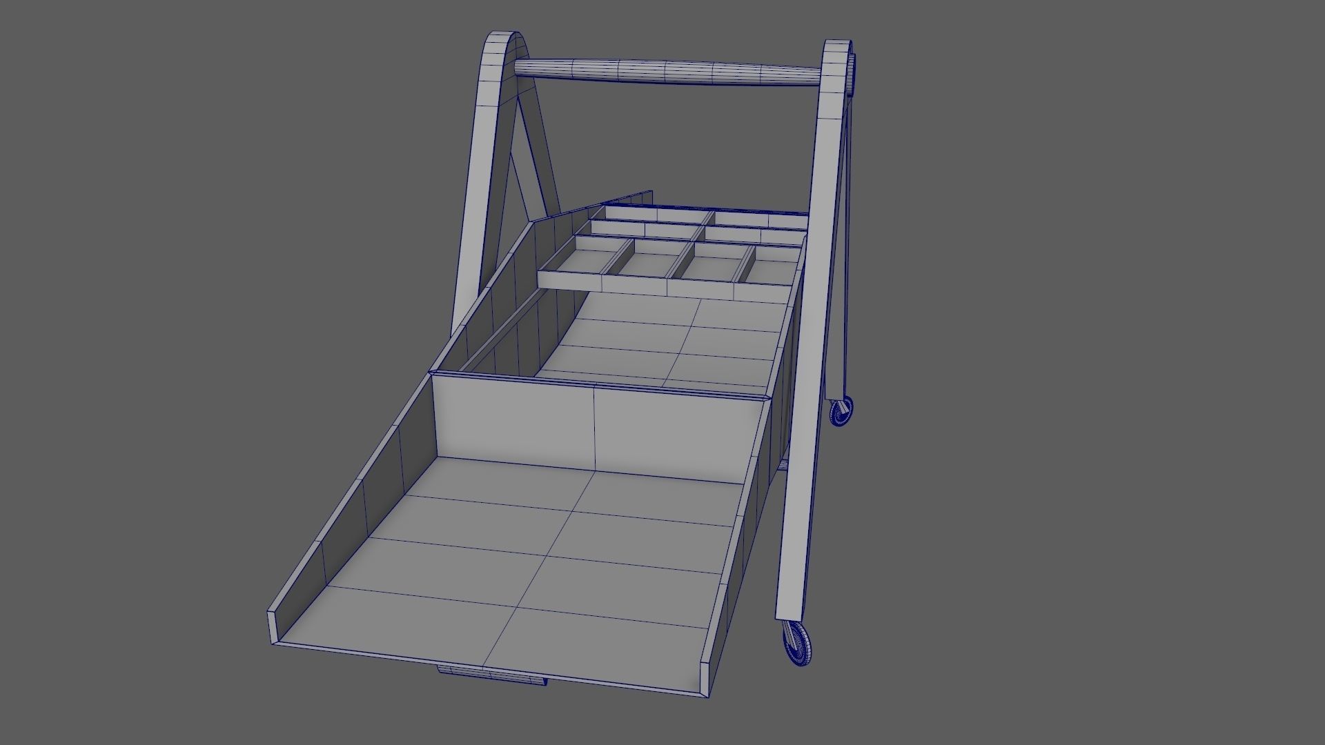 Mid-Century Marquetry Sewing Table Low-poly 3D model_42