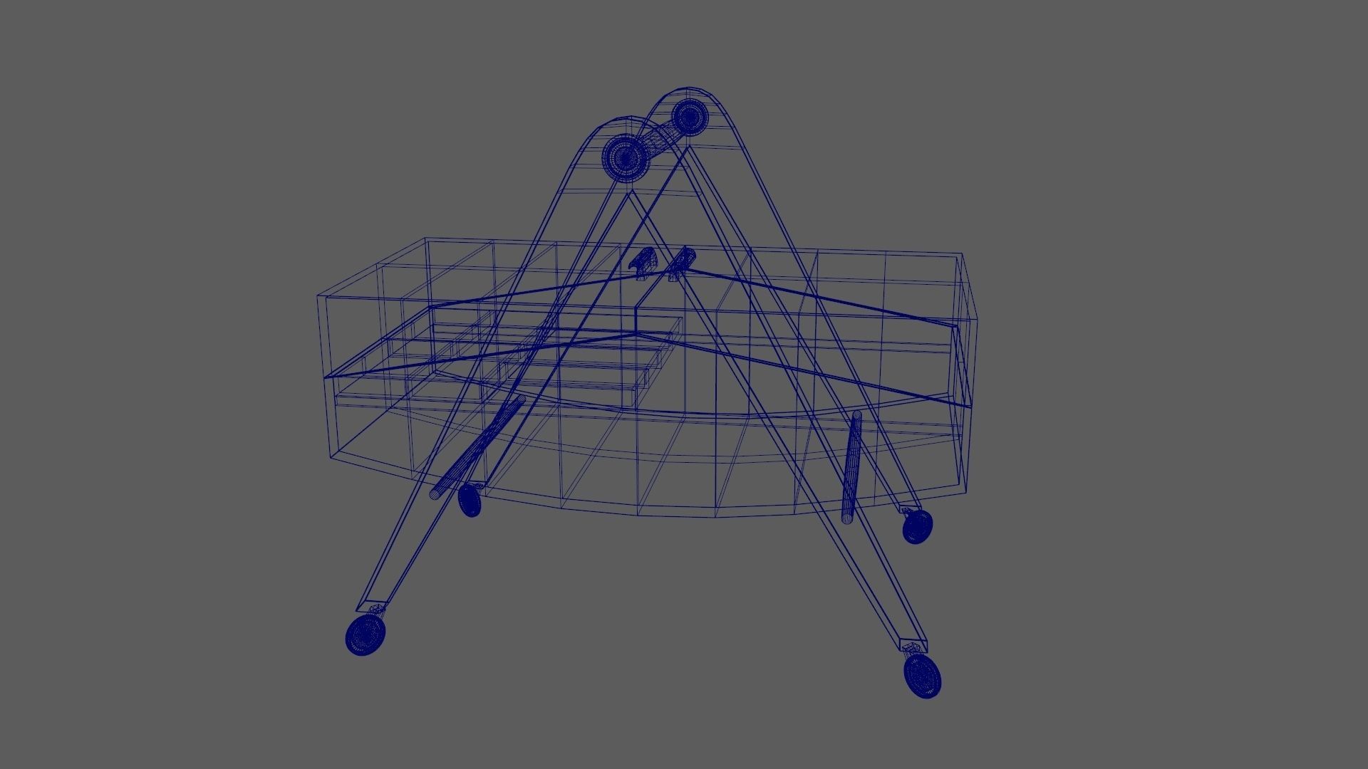 Mid-Century Marquetry Sewing Table Low-poly 3D model_49