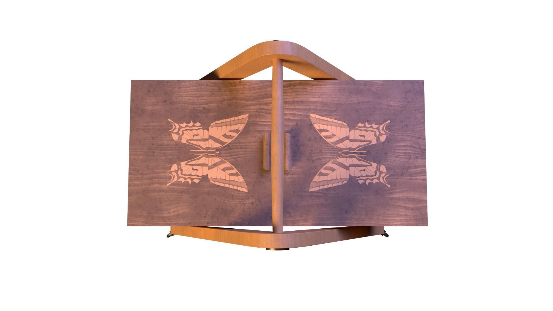 Mid-Century Marquetry Sewing Table Low-poly 3D model_7