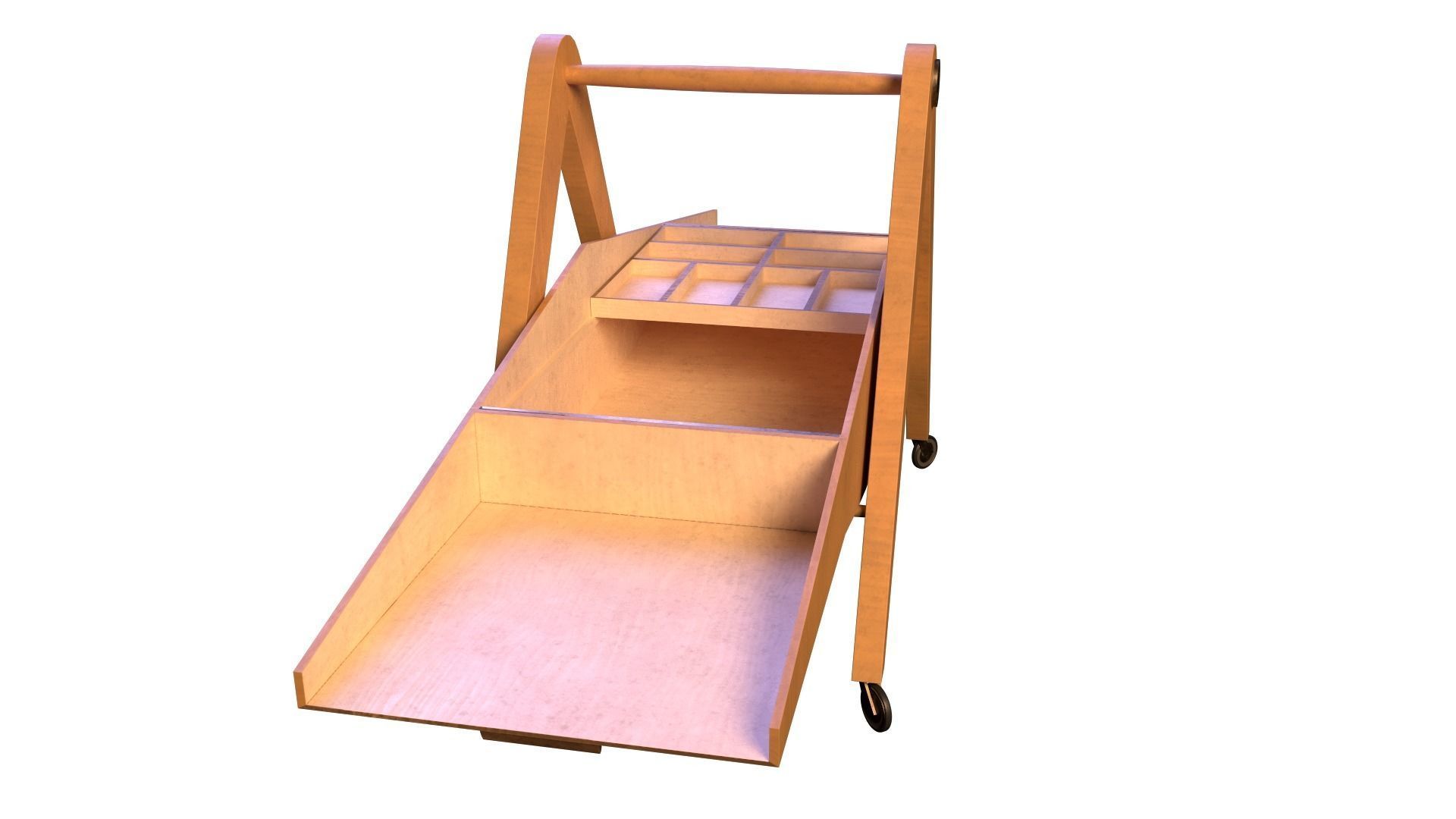 Mid-Century Marquetry Sewing Table Low-poly 3D model_4