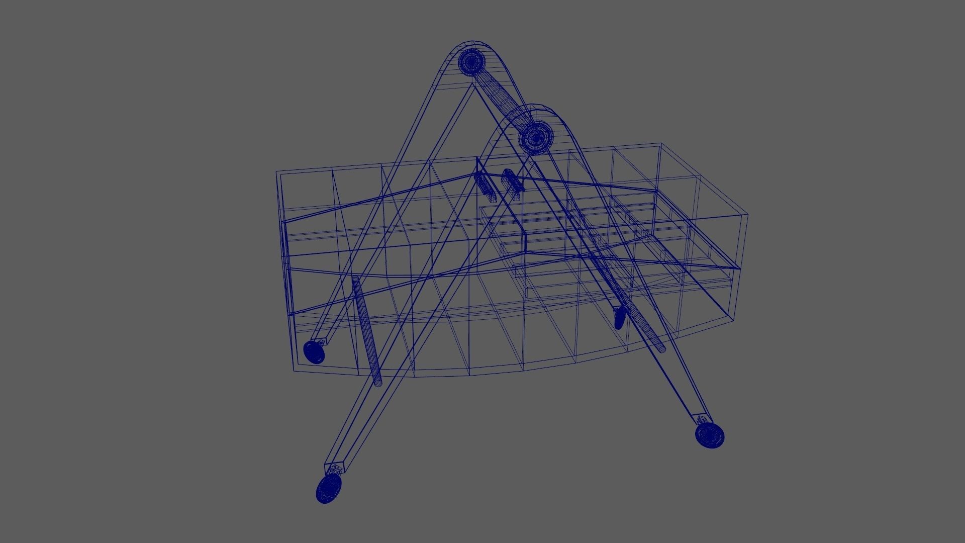 Mid-Century Marquetry Sewing Table Low-poly 3D model_37