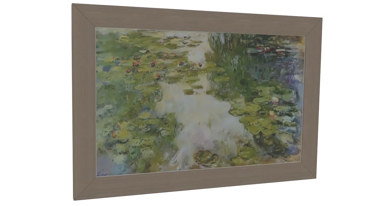 Painting 4 of water lilies in frame 3D model_1