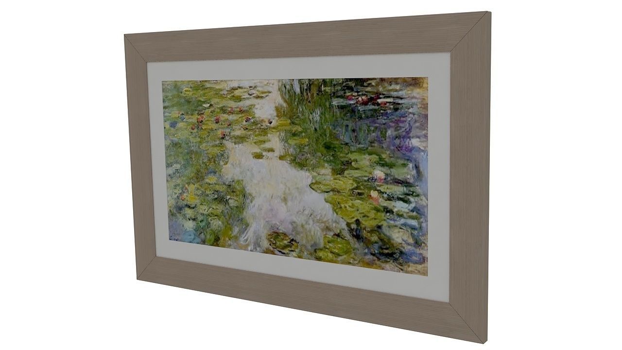 Painting 4 of water lilies in frame 3D model_5