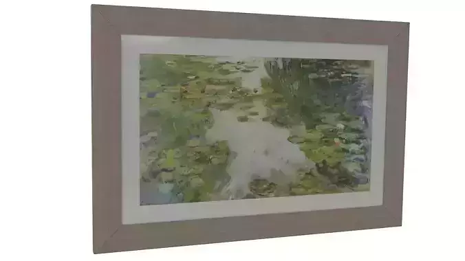 Painting 4 of water lilies in frame 3D model