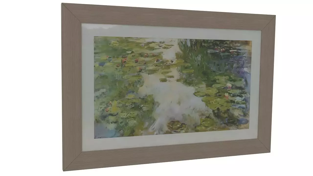 Painting 4 of water lilies in frame 3D model_0