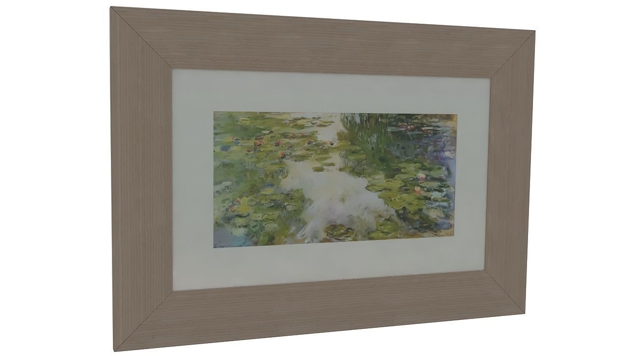 Painting 4 of water lilies in frame 3D model_4