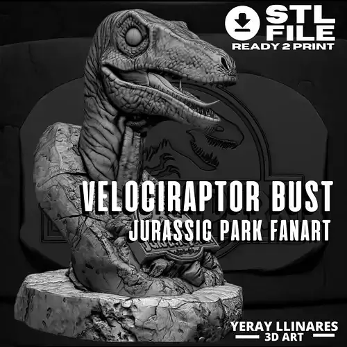 Jurassic Park  Velociraptor Bust Sculpture