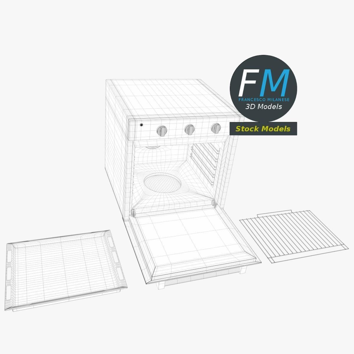 Kitchen wall oven 3D model_7