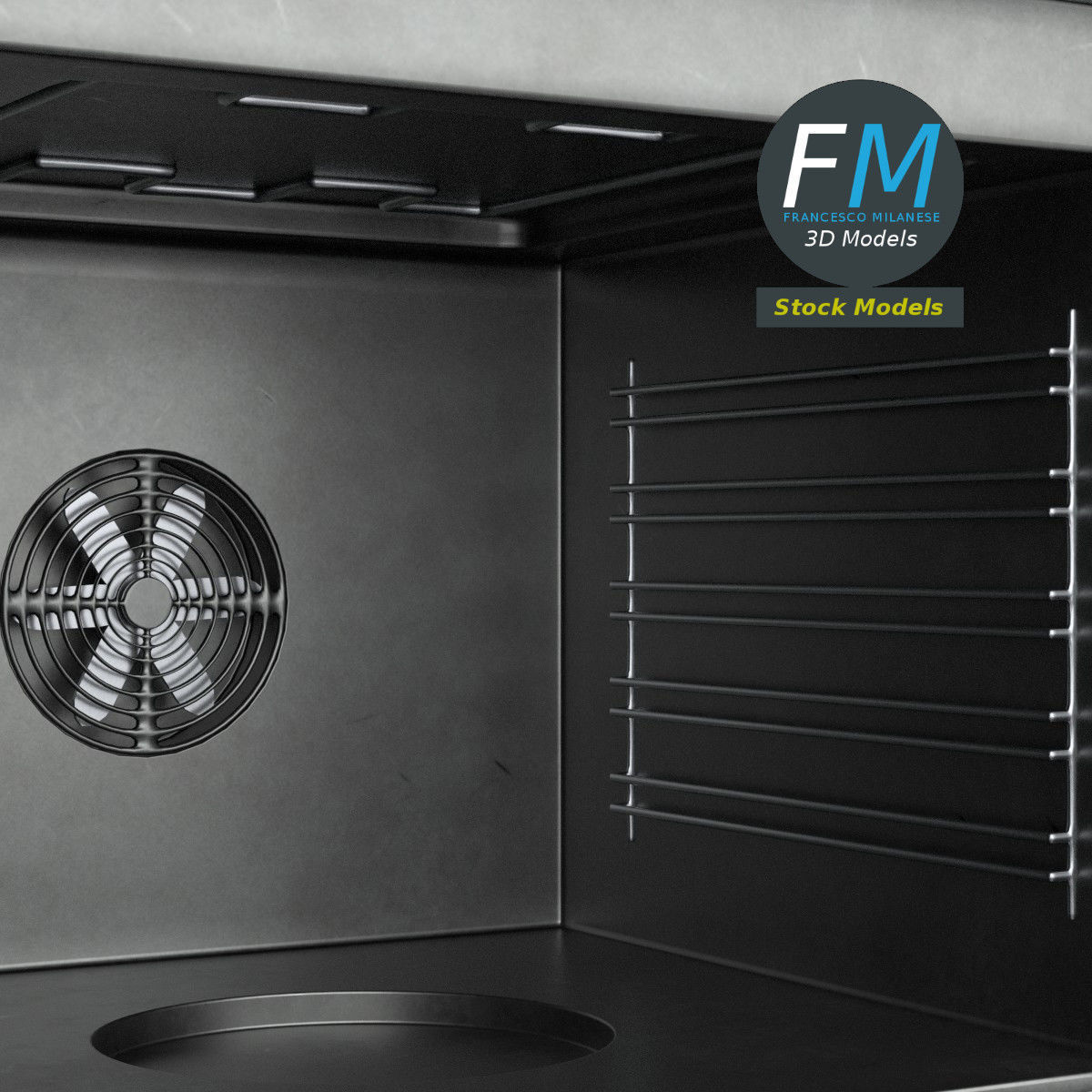 Kitchen wall oven 3D model_4