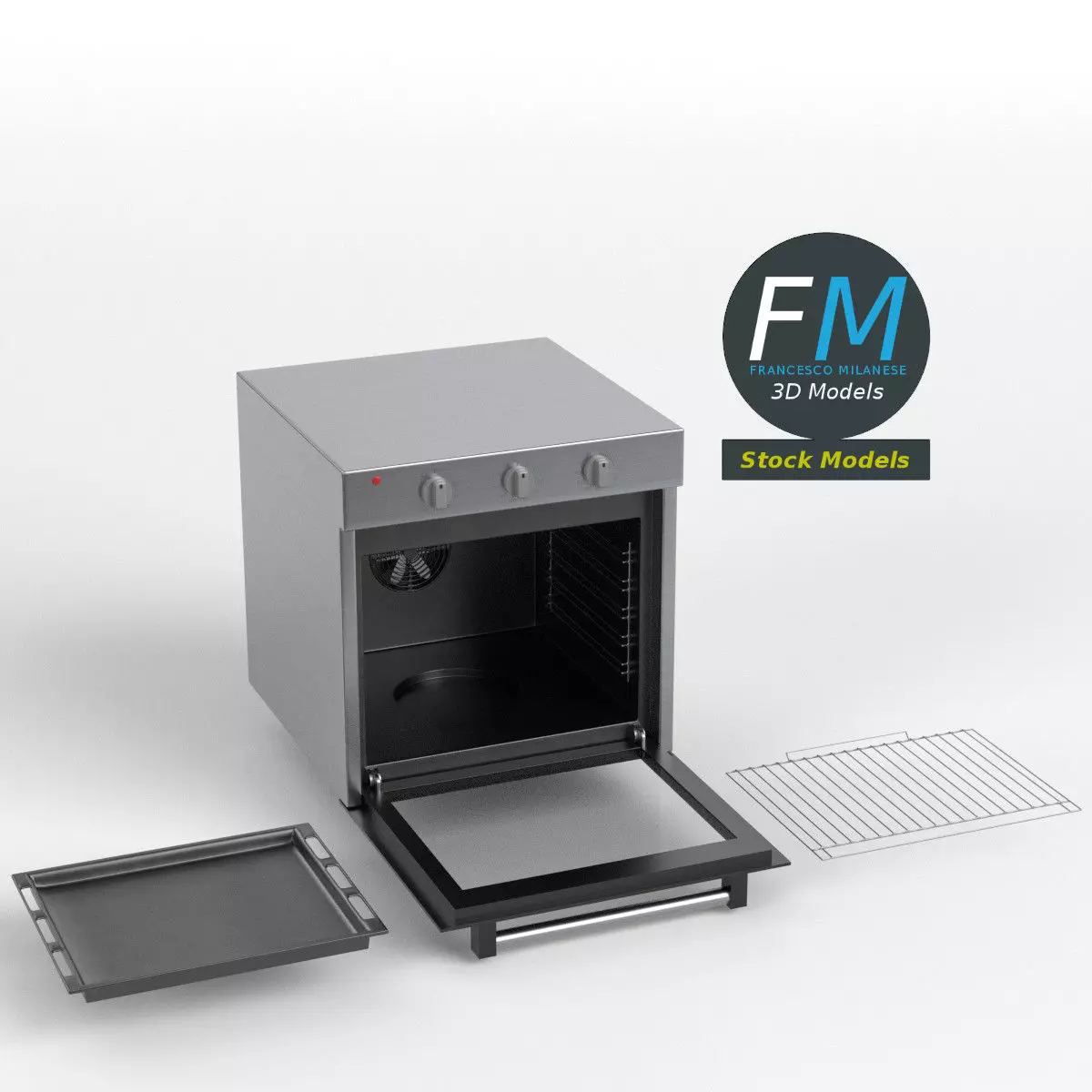 Kitchen wall oven 3D model_0