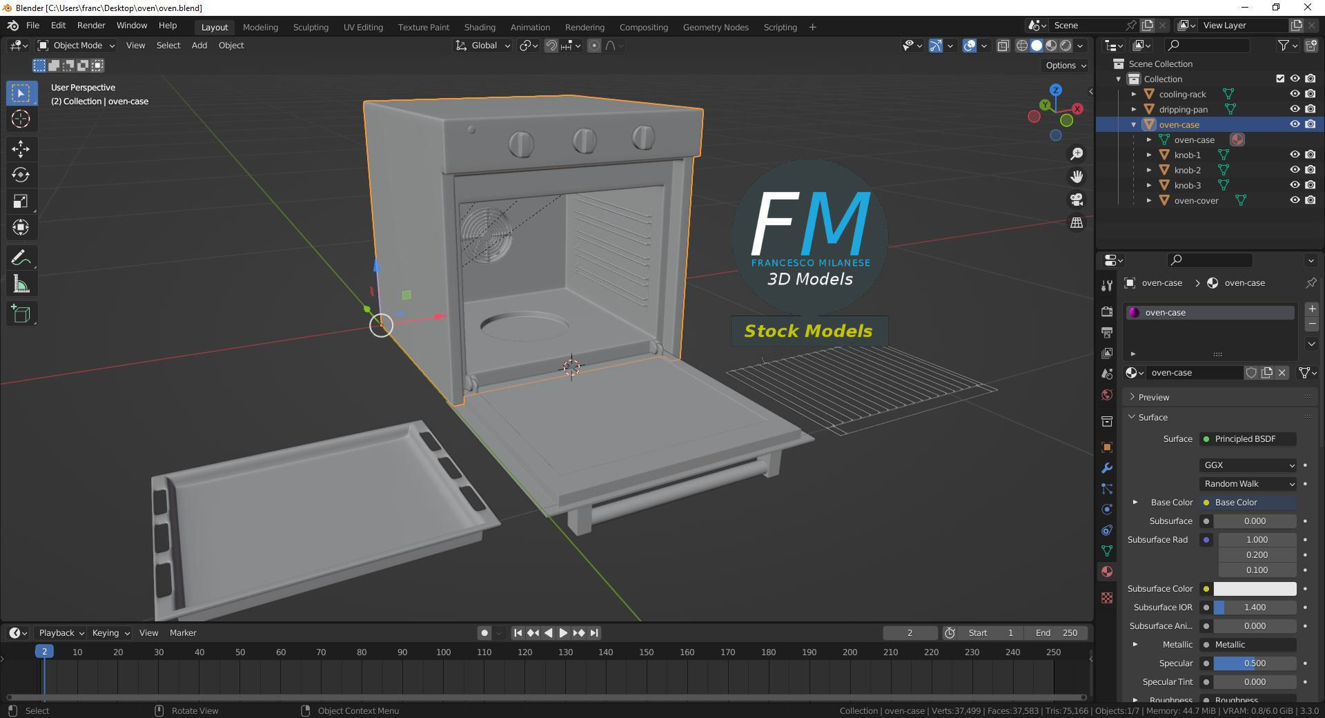 Kitchen wall oven 3D model_9
