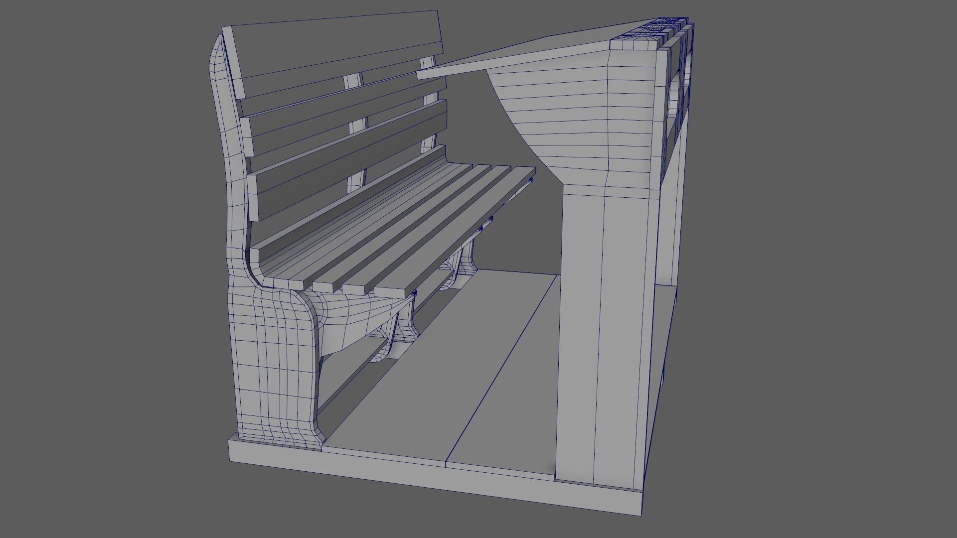 Early 20th Century Bench 1920s Low-poly 3D model_20