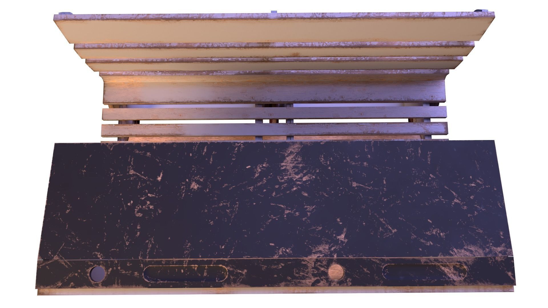 Early 20th Century Bench 1920s Low-poly 3D model_4