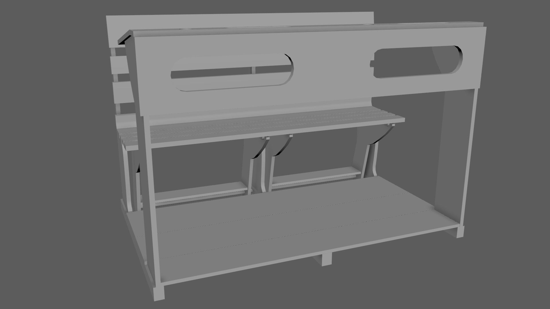 Early 20th Century Bench 1920s Low-poly 3D model_6
