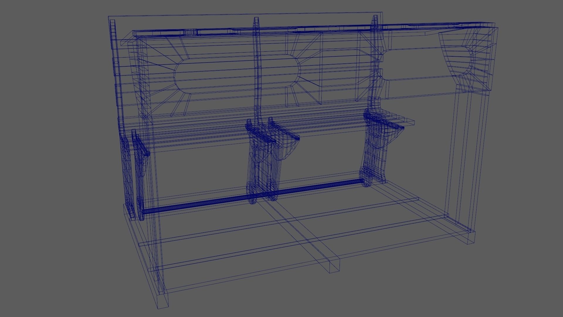 Early 20th Century Bench 1920s Low-poly 3D model_15