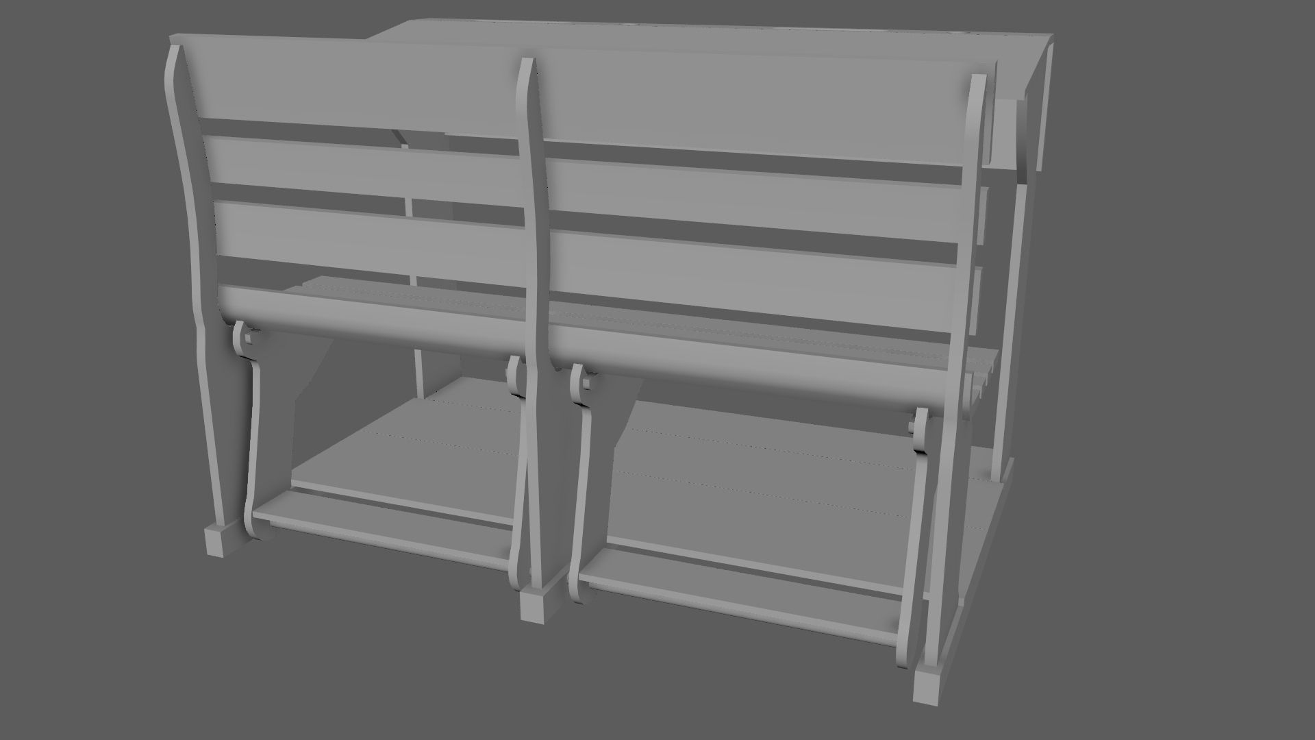 Early 20th Century Bench 1920s Low-poly 3D model_24