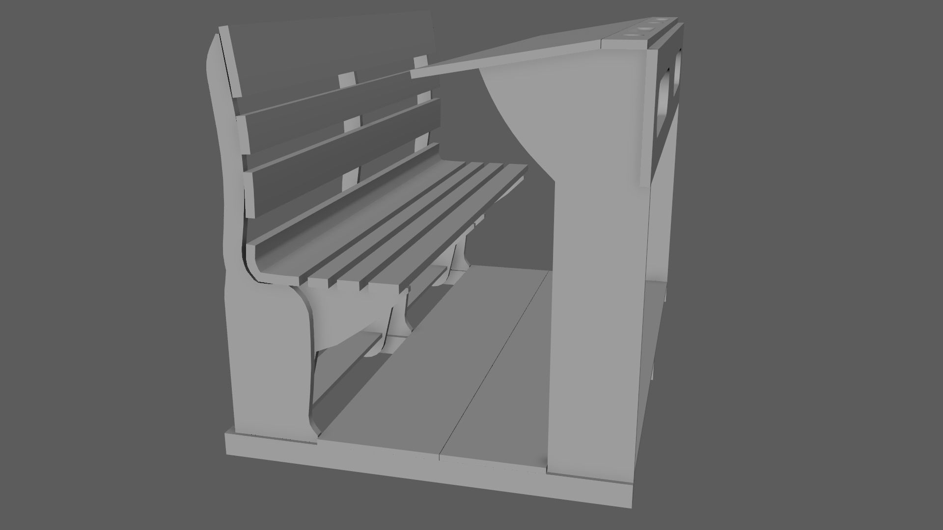 Early 20th Century Bench 1920s Low-poly 3D model_18