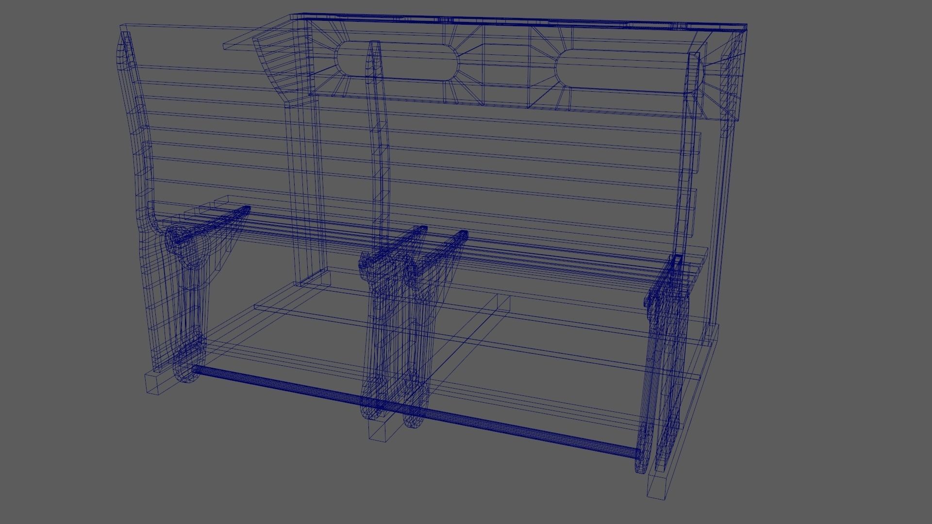Early 20th Century Bench 1920s Low-poly 3D model_28
