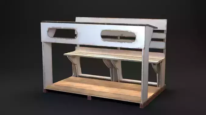 Early 20th Century Bench 1920s Low-poly 3D model