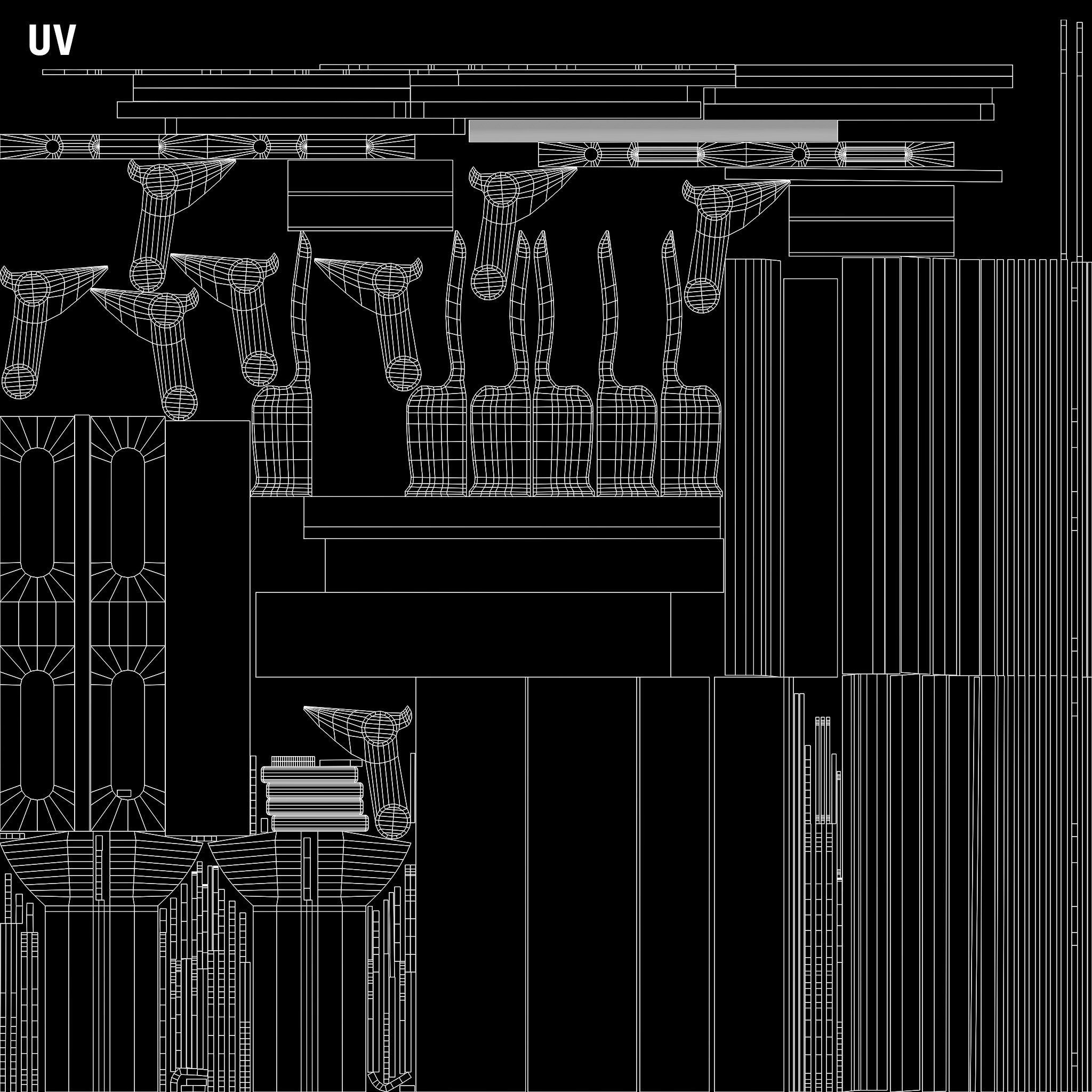 Early 20th Century Bench 1920s Low-poly 3D model_29